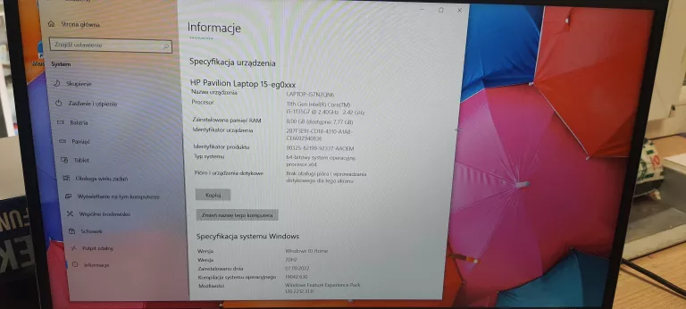 LAPTOP HP PAVILION 15-EG0052NW I5/8GB/512 SSD