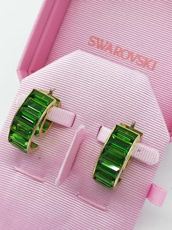 KOLCZYKI SWAROVSKI PIĘKNE XXL KAMIENIE ZIELONE