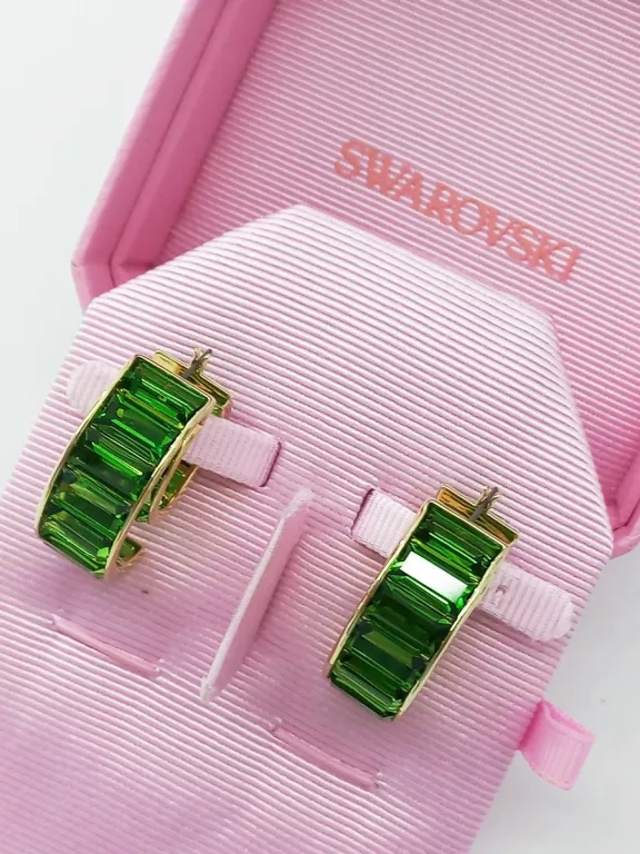 KOLCZYKI SWAROVSKI PIĘKNE XXL KAMIENIE ZIELONE