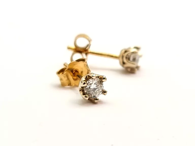 ZŁOTE KOLCZYKI Z BRYLANTAMI 1,20G 585 0.34CT