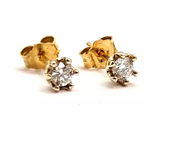 ZŁOTE KOLCZYKI Z BRYLANTAMI 1,20G 585 0.34CT