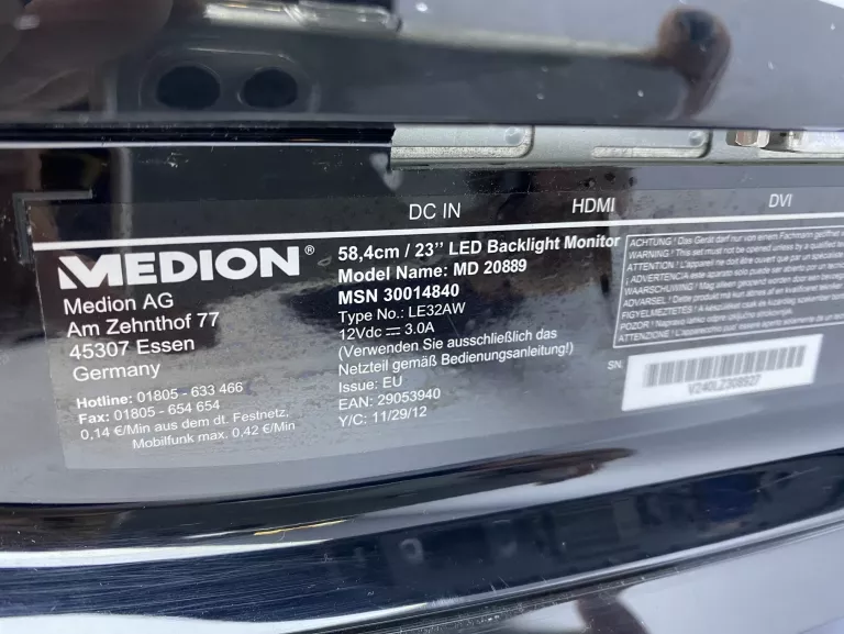 MONITOR MEDION MD 20889 FULL HD VGA/HDMI - WADA