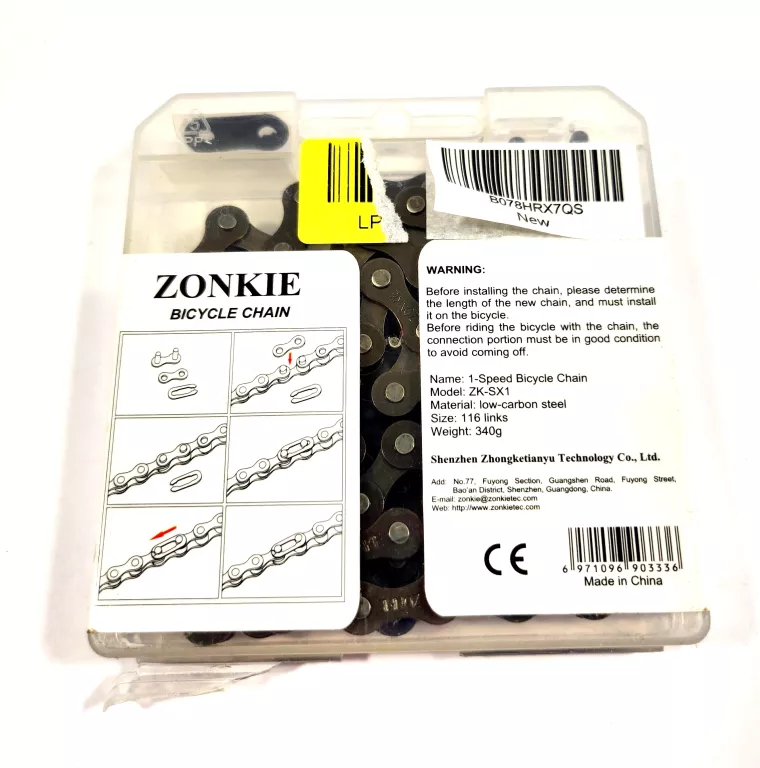 ZONKIE SINGLE-SPEED ŁAŃCUCH ROWEROWY 1/2 X 1/8