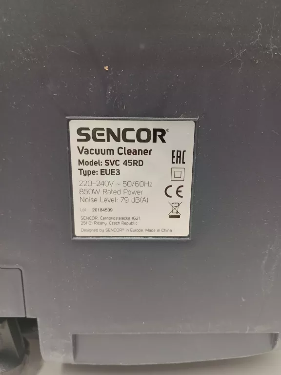 ODKURZACZ SENCOR SVC 45RD PUDEŁKO