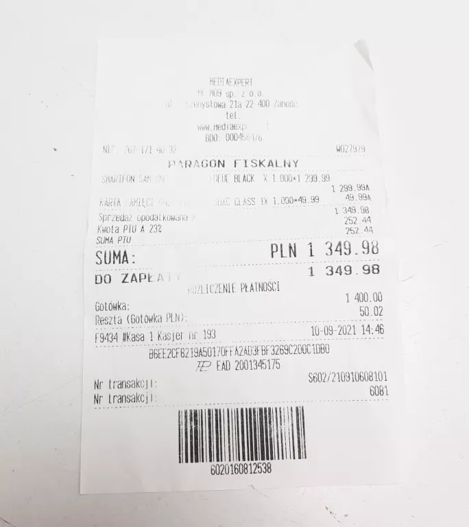 SAMSUNG GALAXY A41 4/64GB KOMPLET GWARANCJA