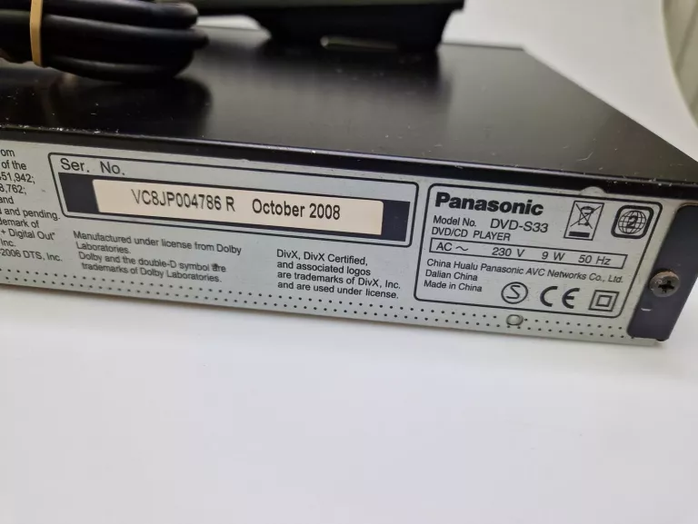 ODTWARZACZ DVD PANASONIC DVD-S33 Z PILOTEM