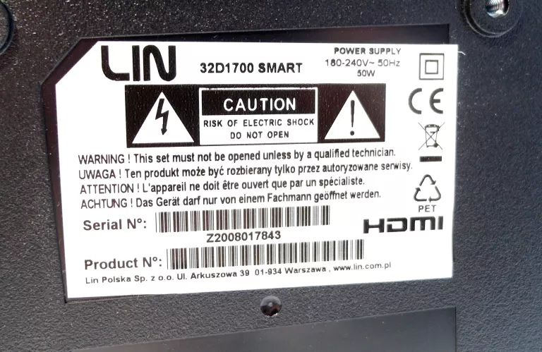 TELEWIZOR LIN LED 32D1700 SMART PILOT