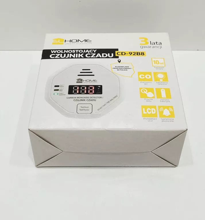 CD-92B8 LCD CZUJNIK CZADU, TLENKU WĘGLA, CO ELHOME