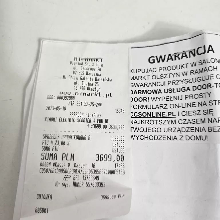 HULAJNOGA ELEKTRYCZNA XIAOMI SCOOTER 4 PRO