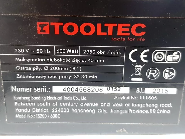 PIŁA STOŁOWA TOOLTEC TS200/600C - 600W