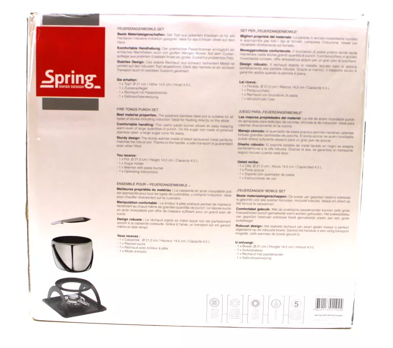 SPRING SWISS STALOWY GARNEK Z PODGRZEWACZEM 4,5L