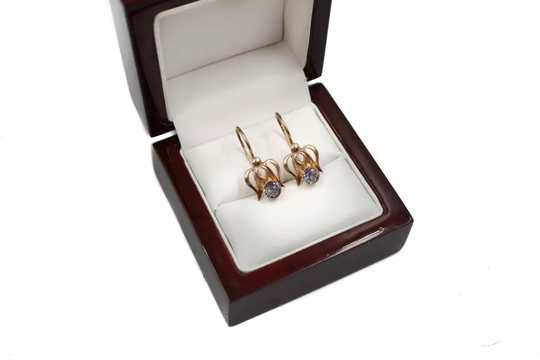 ladne-zlote-kolczyki-z-aleksandrytem-p585-w-35g-stan-uzywany