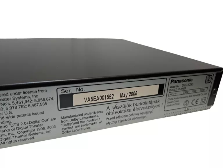 ODTWARZACZ DVD PANASONIC DVD-S295 + PILOT