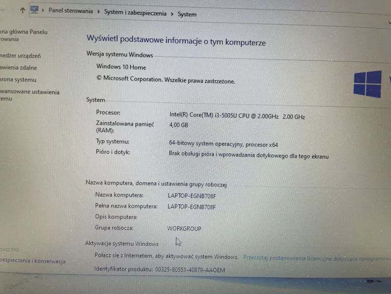 LAPTOP HP 3168NGW I3-5005U 4GB RAM 500HDD + ŁAD