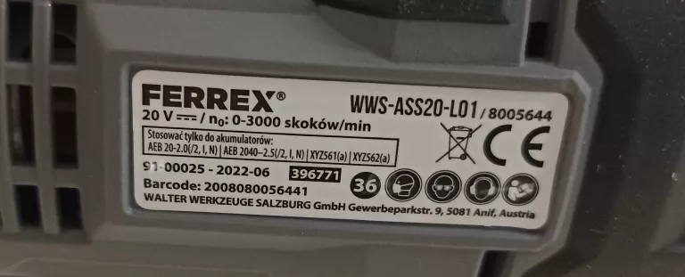 AKUMULATOROWA PIŁA SZABLASTA FERREX