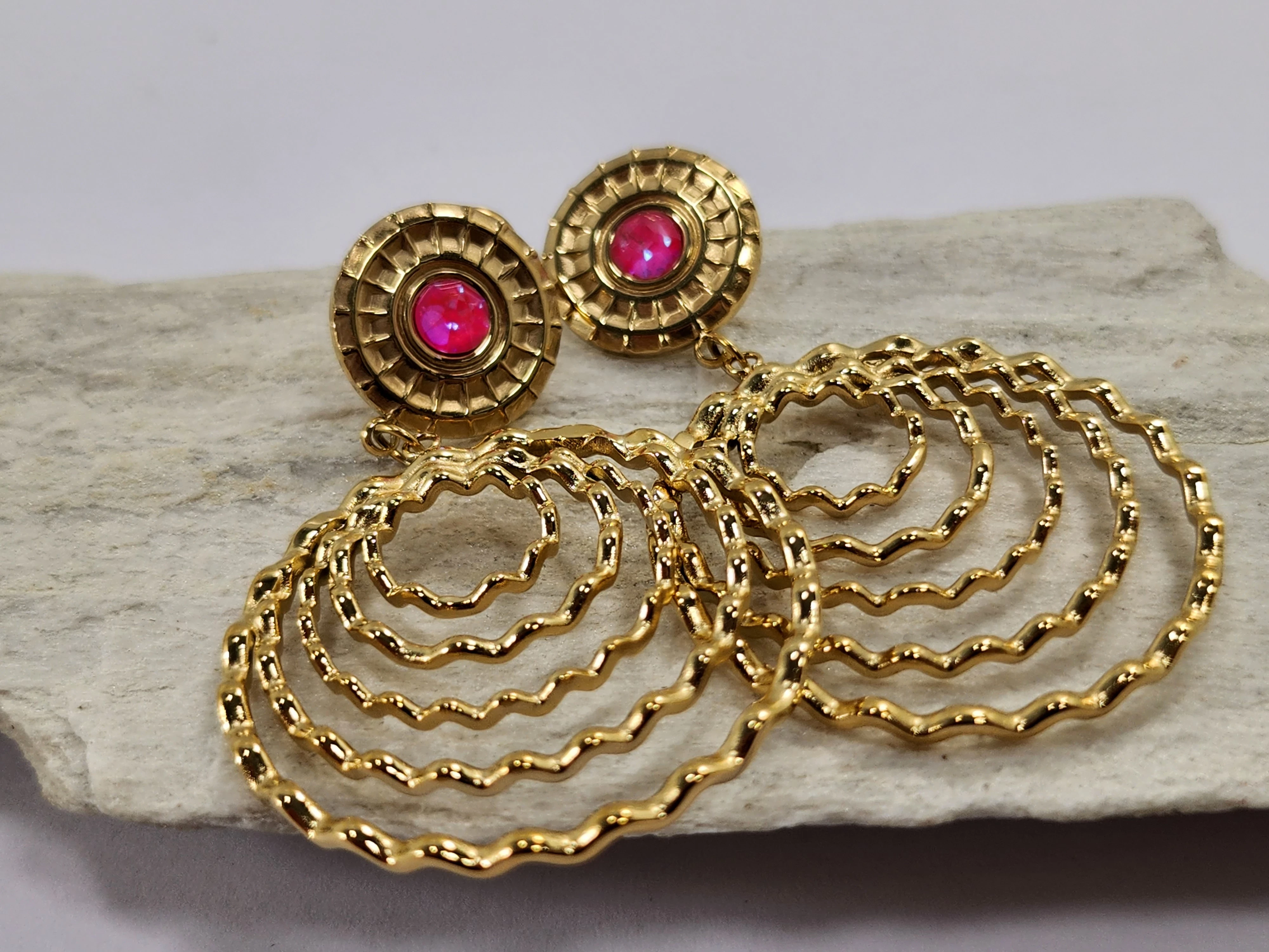 kolczyki-stal-pozlacana-kolo-rozowe-z-okregami-marka-bez-marki