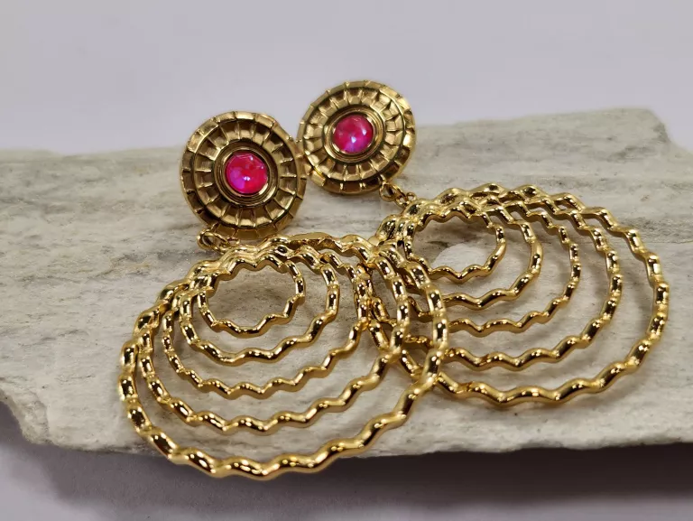 kolczyki-stal-pozlacana-kolo-rozowe-z-okregami-rodzaj-2205-2