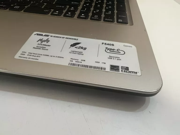 LAPTOP ASUS F540S 4GB/1TB+ZAS