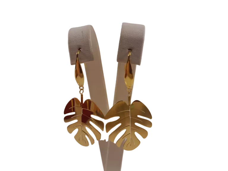 kolczyki-stal-pozlacana-duzy-lisc-monstery-rodzaj-2205-16