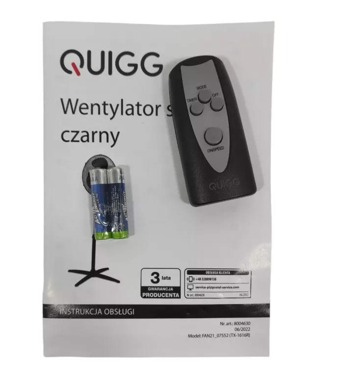 WENTYLATOR WOLNOSTOJĄCY QUIGG TX-161R