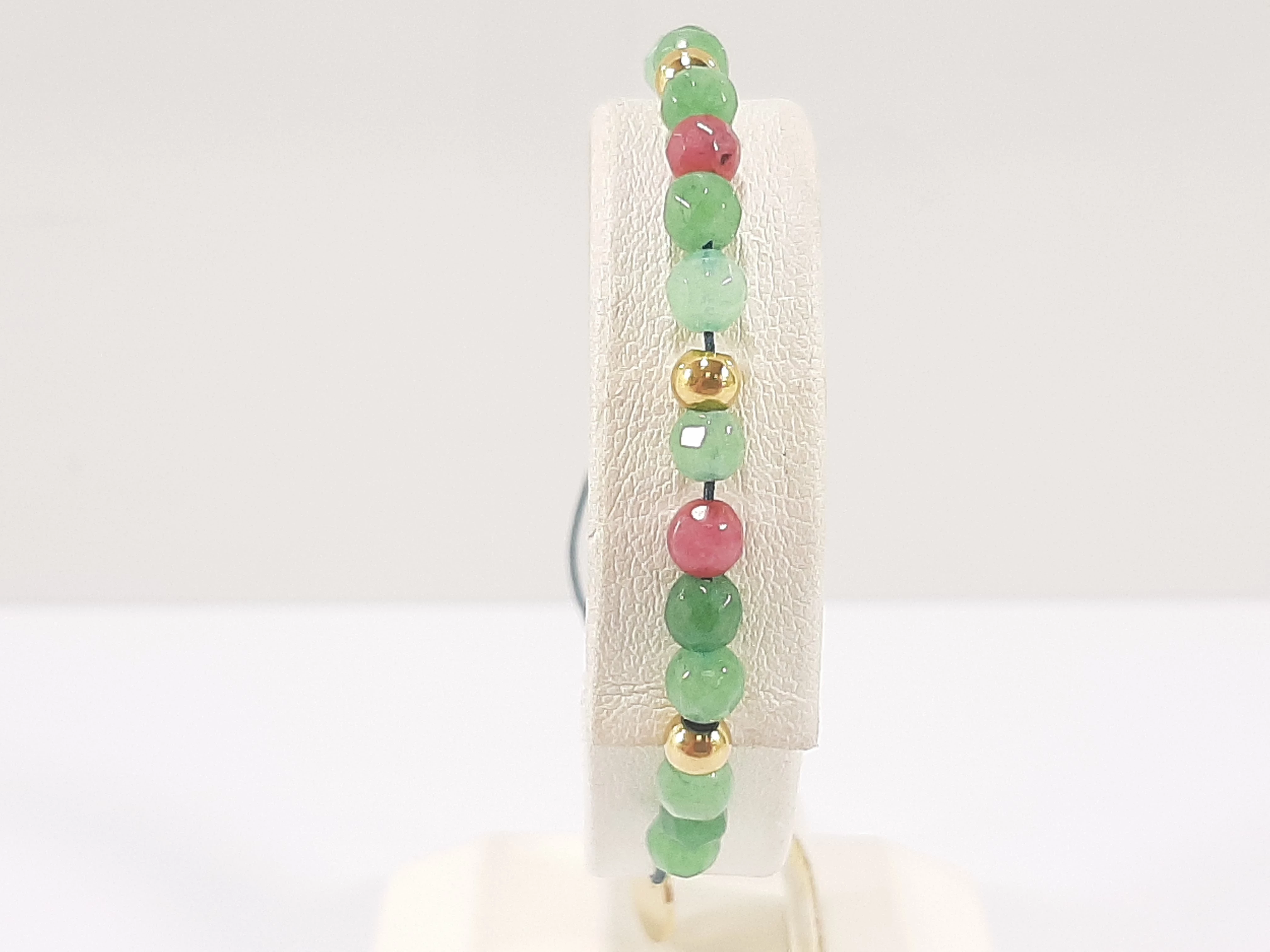 bransoletka-stal-pozlacana-zielono-rubinowe-korale-ean-gtin-5905884003428