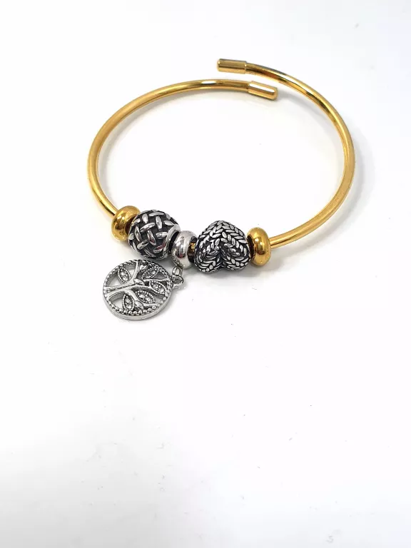12888 BRANSOLETKA STAL SZTYWNA BANGLE CHARMS