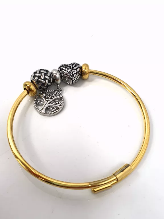 12888 BRANSOLETKA STAL SZTYWNA BANGLE CHARMS