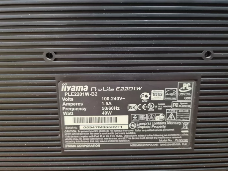 MONITOR IIYAMA PROLITE E2201W-B2 22 CALE