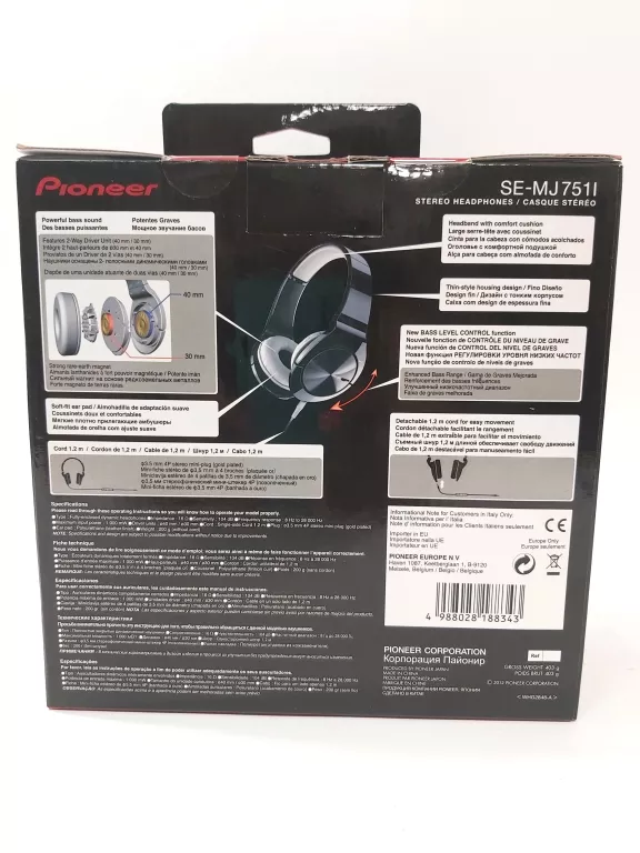 SŁUCHAWKI NAUSZNE PIONEER SE-MJ751L DLA APPLE