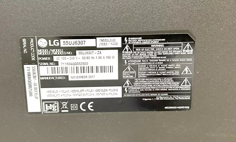 TELEWIZOR LG 55" 55UJ6307 + KABEL + PILOT