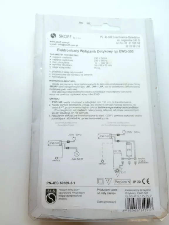 elektroniczny-wlacznik-dotykowy-ewd-300-skoff-rodzaj-produktu-wylacznik-pojedynczy