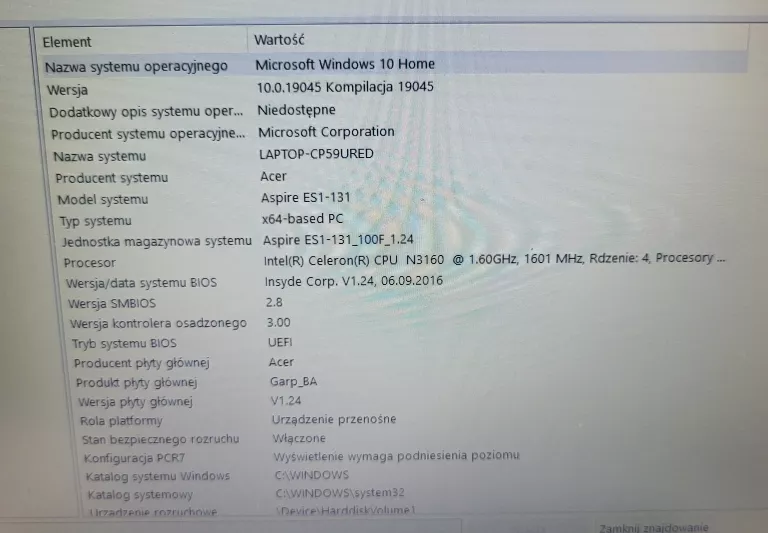 LAPTOP ACER ASPIRE ES1-131