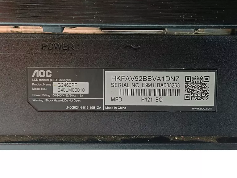 MONITOR AOC G2460PF 144HZ 24"