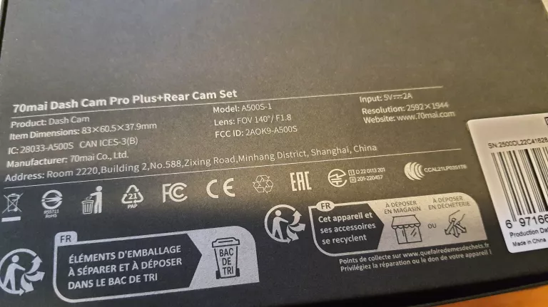 WIDEOREJESTRATOR 70MAI A500S DASH CAM PRO PLUS+