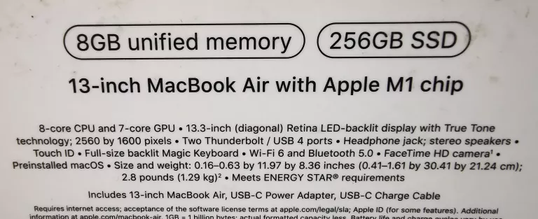 MACBOOK AIR M1 13,3 "APPLE M 8 GB/256 GB ROSE GOLD