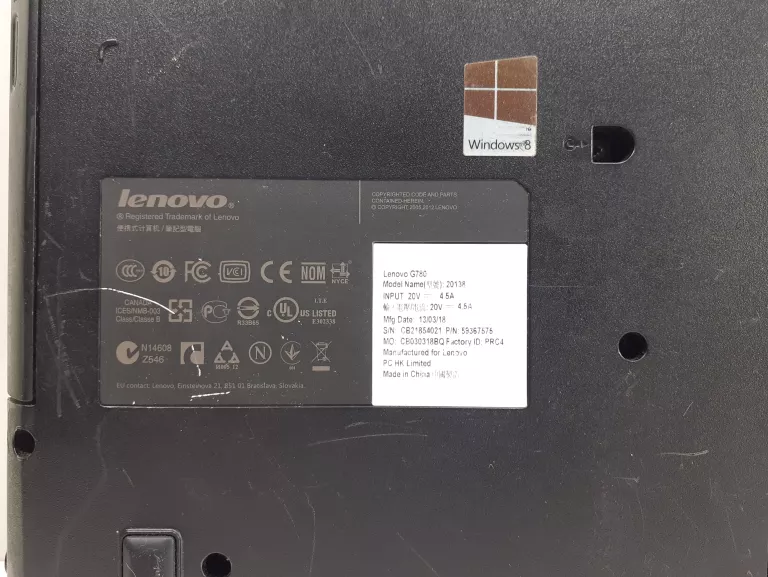 LAPTOP LAPTOP LENOVO G780 #OPIS