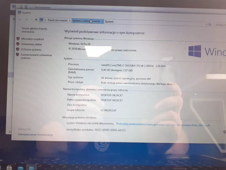 LAPTOP LAPTOP LENOVO G780 #OPIS