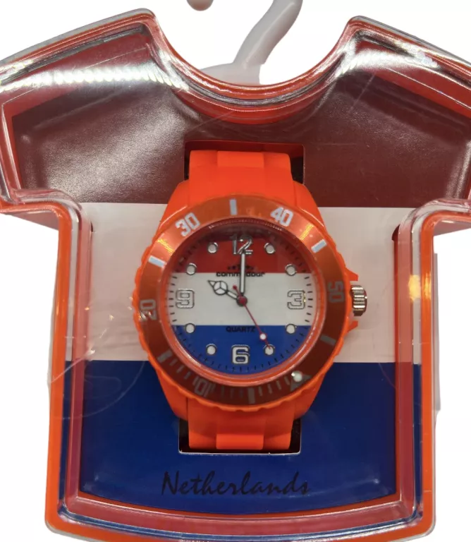POMARAŃCZOWY ZEGAREK ANALOGOWY, UNISEX