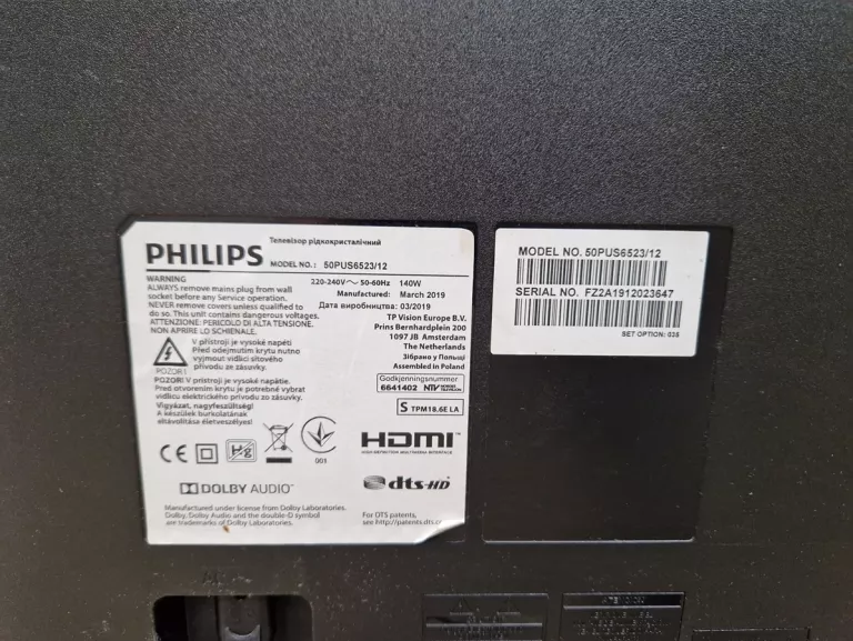 TELEWIZOR PHILIPS 50PUS6523 50" SMART TV