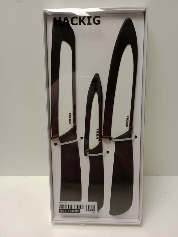 KOMPLET NOŻY W PUDEŁKU IKEA HACKIG 3X