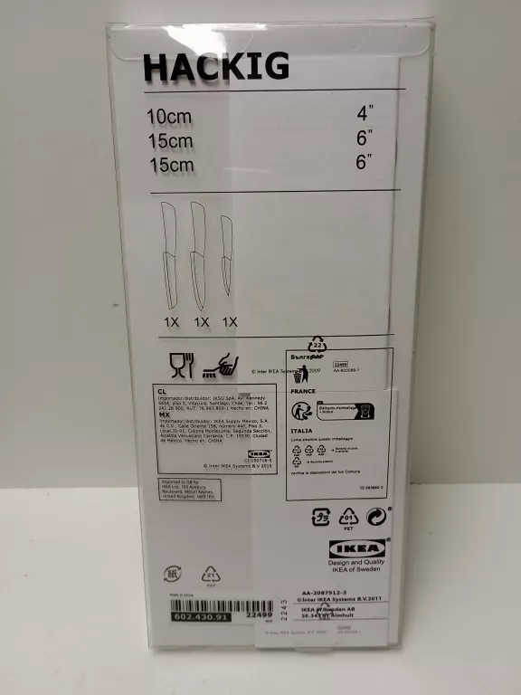KOMPLET NOŻY W PUDEŁKU IKEA HACKIG 3X