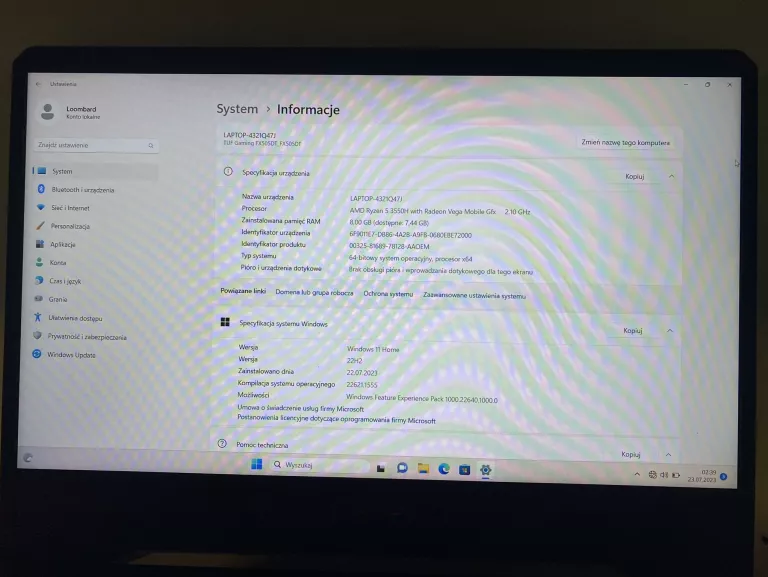 LAPTOP ASUS TUF GAMING FX505DT @WARTO@