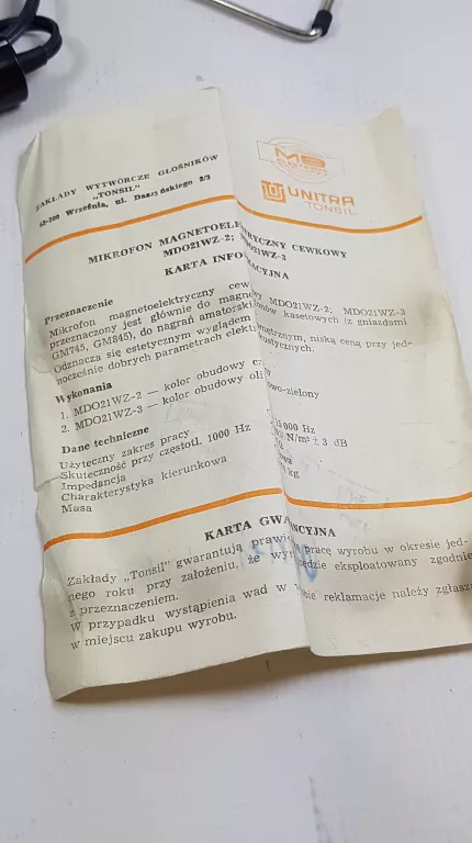 MIKROFON UNITRA TONSIL MDO 21 WZ PRL