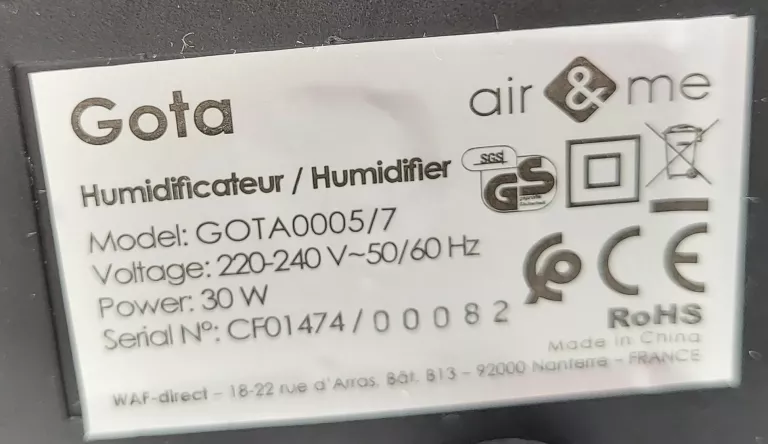 AIR NATUREL GOTA0005 ULTRADŹWIĘKOWY NAWILŻACZ 3L
