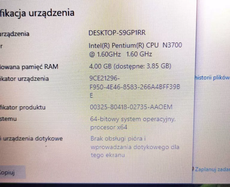LAPTOP HP 250 G4 N3700 4/500GB WIN10 INTEL PENTIUM