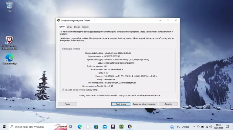 LAPTOP HP 250 G4 4GB/500GB INTEL CELERON N3050H