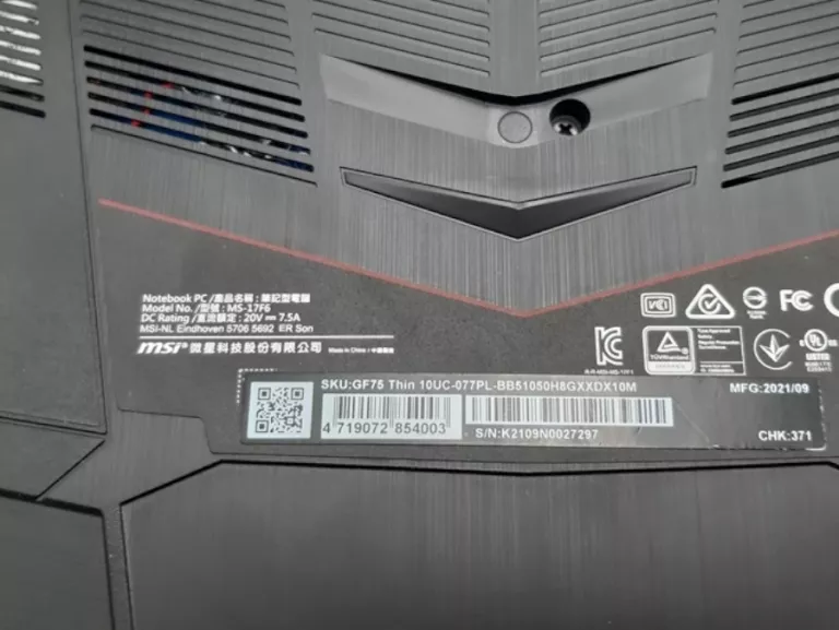 LAPTOP MSI GF75 THIN I5-10500H 8 512G RTX3050