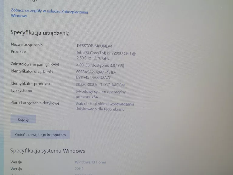 ACER EXTENSA 2540 I5/4GB/15'6/WIN10