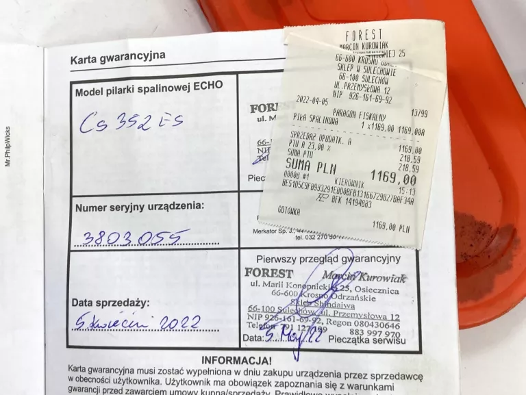 PILARKA SPALINOWA ECHO CS352ES 1,8 KM GWARANCJA!!