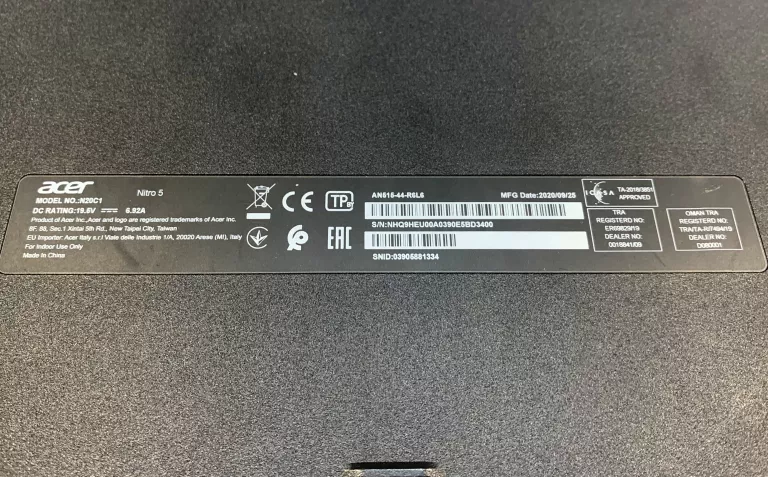 LAPTOP ACER NITRO 5 N20C1 RYZEM 5 8GB/256GB